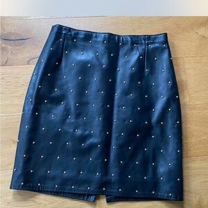 Black Leather Studded Skirt